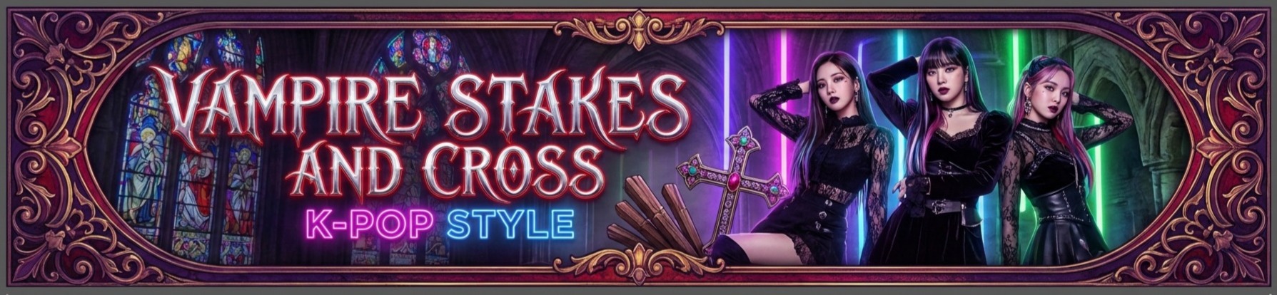 Vampire Stake and Cross wall hanging set